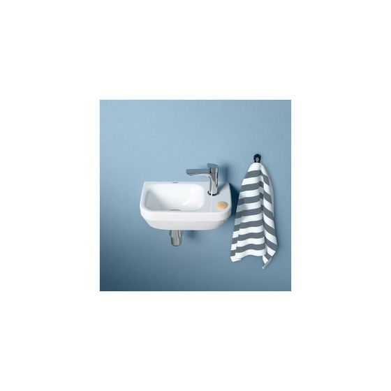 Duravit No.1 Handwaschbecken 220x360x140mm, Weiß Hochglanz, Rechteckig, 1 Waschplatz L, 1 HL mittig, ohne Überlauf