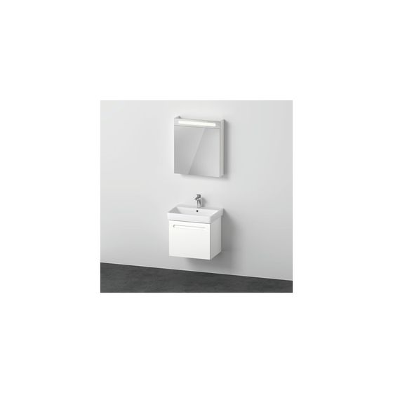 Duravit No.1 Möbel-Set, Möbelwaschtisch, WT-unterbau, Spiegelschrank 450x600x2000mm, R, 1 AZ, Mattweiß, 600mm, Innen SBK