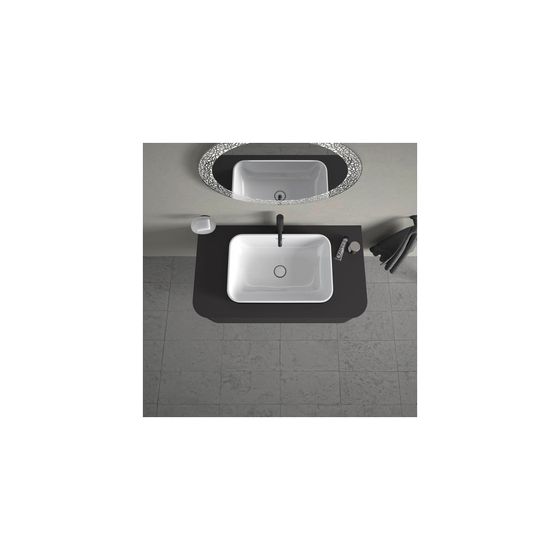 Duravit Happy D.2 Plus Aufsatzbecken 600mm, Weiß Hochglanz/Anthrazit Matt, WonderGliss, Rechteckig, ohne Überlauf/HLB