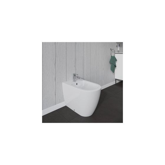 Duravit ME by Starck Stand Bidet 600x370x400mm, Weiß Hochglanz, 1 HL, mit Überlauf, Back to wall