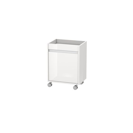 Duravit Ketho Rollcontainer Dekor, 360x500x670mm, Weiß Hochglanz, Dekor, 1 Tür Links, Griffleiste Silber