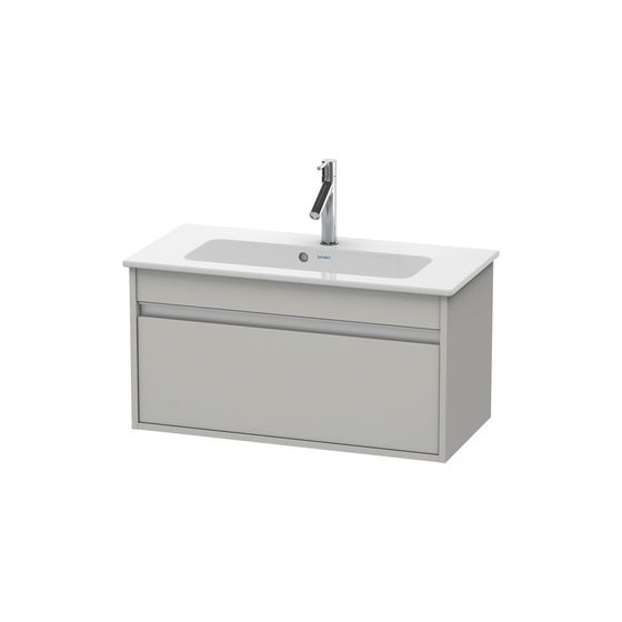 Duravit Ketho Waschtischunterbau wandh. 385x800x410mm, Compact Betongrau Matt, Griffleiste Silber, 1 AZ, mit Dämpfung