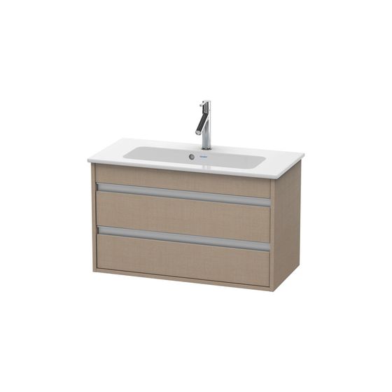 Duravit Ketho Waschtischunterbau wandhäng. 385x800x480mm Compact, Leinen Matt, Griffleiste, 2 SK, Aus./Schürze