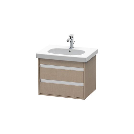Duravit Ketho Waschtischunterbau wandhäng. 455x600x480mm, Leinen Matt, Griffleiste, 2 SK, Aus./Schür.