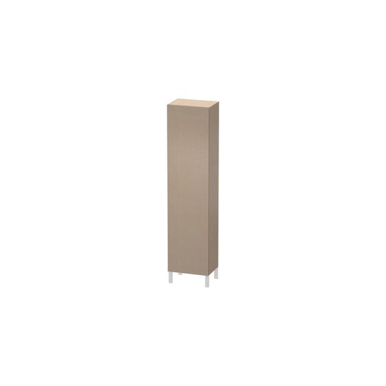 Duravit L-Cube Hochschrank Dekor variabel 200-363x250-500x1321-2000mm Leinen Matt, 1 Tür R, Grifflos, 3 Glasfachböden, 50mm