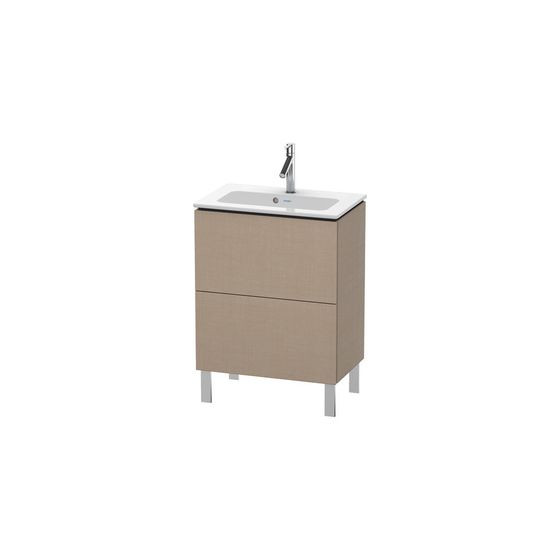 Duravit L-Cube Waschtischunterbau bodenstehend 391x620x704mm Leinen Matt/ Grifflos 2 Auszüge Ausschnitt/Schürze