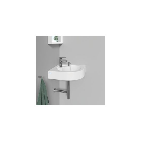 Duravit Architec Eck-Handwaschbecken 540x635x150mm wandh. Weiß Hochglanz, Halbrund, 1 Waschplatz mittig, 1 HL mittig, ohne ÜL