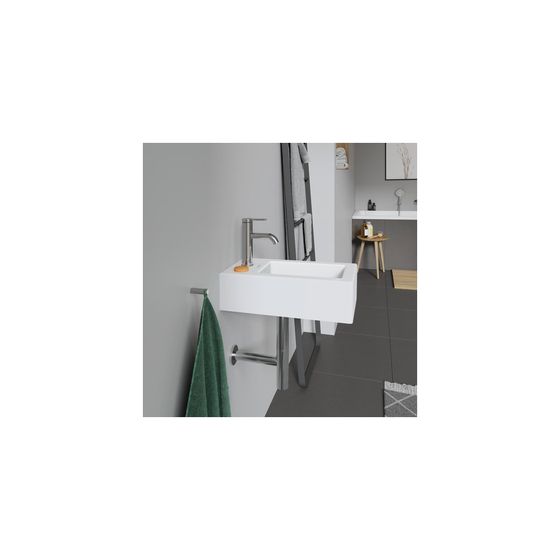 Duravit Vero Handwaschbecken 450x250x145mm, Weiß Hochglanz, Rechteckig,1 Waschplatz/HL mittig, mit Überlauf