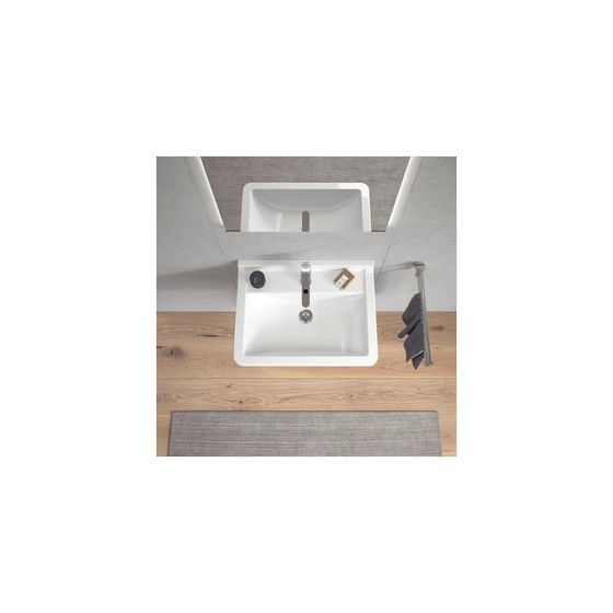 Duravit Starck 3 Waschtisch 450x600x225mm wandhäng., Weiß Hochglanz, Rechteckig, 1 WP mittig, 1 HL mittig, mit ÜL
