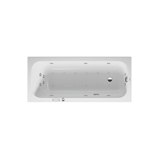 Duravit Qatego Whirlwanne Rechteckig, Einbau, 700x1600x480mm, Combi-System E, 1 Rückenschräge, 225l, Weiß glänzend