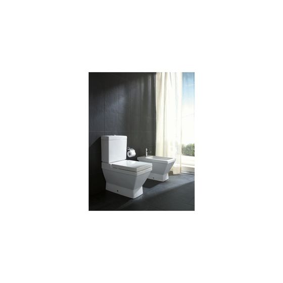 Duravit WC-Sitz 2nd floor, eckig, Weiß Hochglanz 375x45x448mm mit Absenkauto. Sitzgarnitur ab. Edelstahl-Scharniere, überlappend