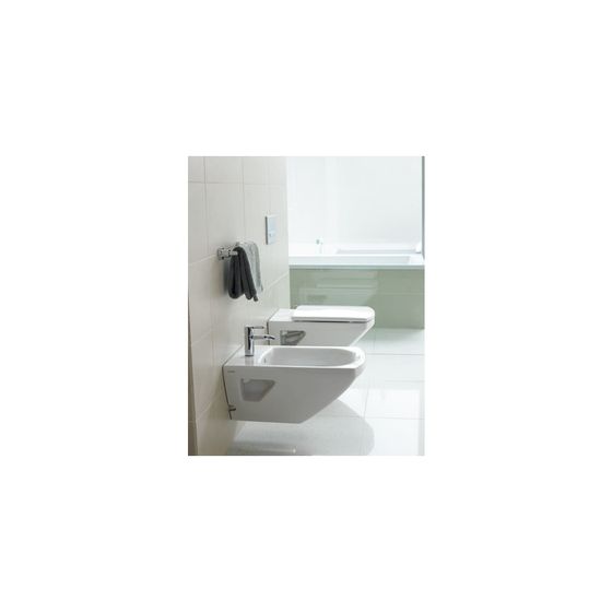 Duravit Caro WC-Sitz Rechteckig, Weiß Hochglanz 369x59x478mm, mit Absenkautomatik, Edelstahl-Scharniere, überlappend