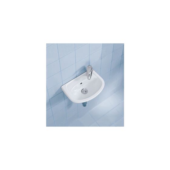 Duravit Design Classics Handwaschbecken 265x365x135mm Weiß Hochglanz, Halbrund, 1 Waschplatz mittig, 2 Hahnlöcher, mit Überlauf