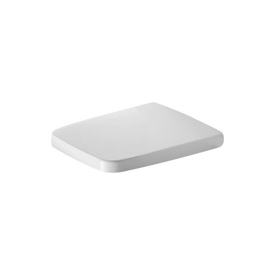 Duravit PuraVida WC-Sitz Rechteckig, Weiß HG 366x52x433mm mit Absenkauto. Sitzgarnitur ab. Edelstahl-Scharniere, überlappend