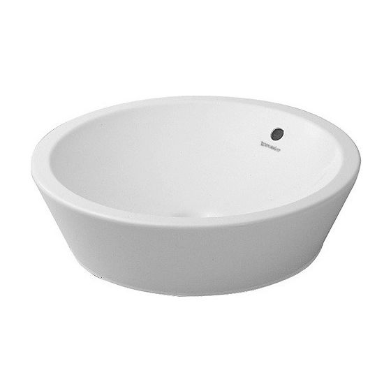 Duravit Starck 1 Aufsatzbecken 530mm, Weiß Hochglanz, rund, ohne HLB mit Überlauf, Geschliffen, Überlaufclip