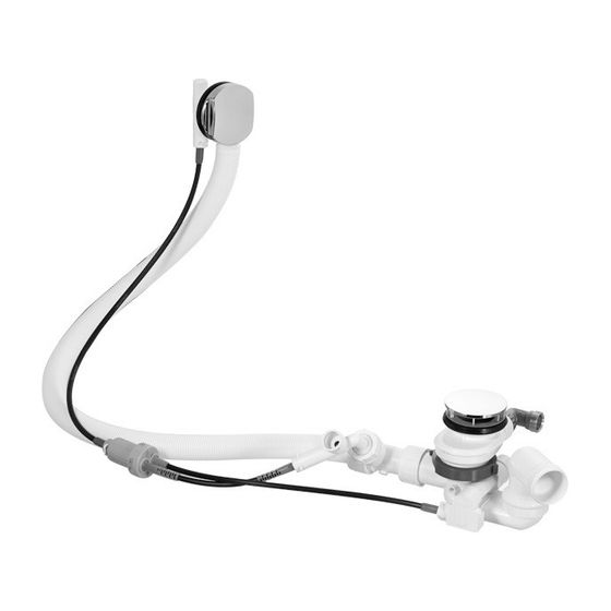 Duravit Ab- und Überlaufgarnitur mit Zulauf, Bodenzulauf, Chrom glänzend, Quadroval, Bowdenzuglänge 940mm für Whirlwannen, lang