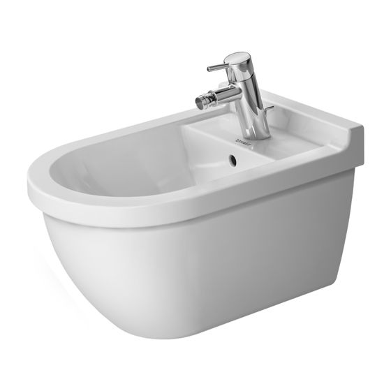 Duravit Starck 3 Wandbidet 540x365x335mm Weiß Hochglanz, WonderGliss, 1 HL, HLB, Überlauf, verdeckte Befestigung