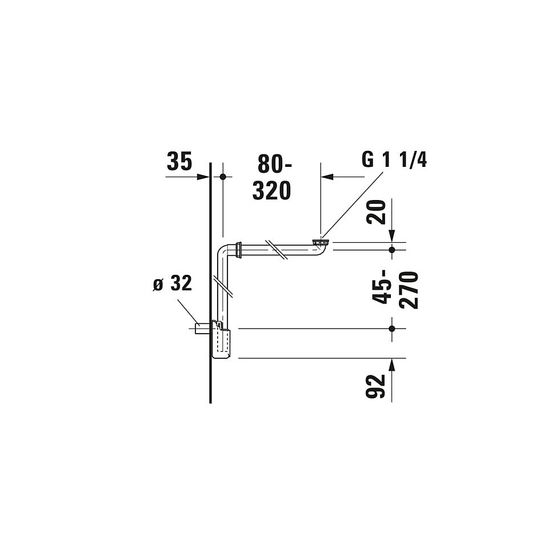 Duravit Universal Raumsparsiphon Kunststoff 1 1/4
