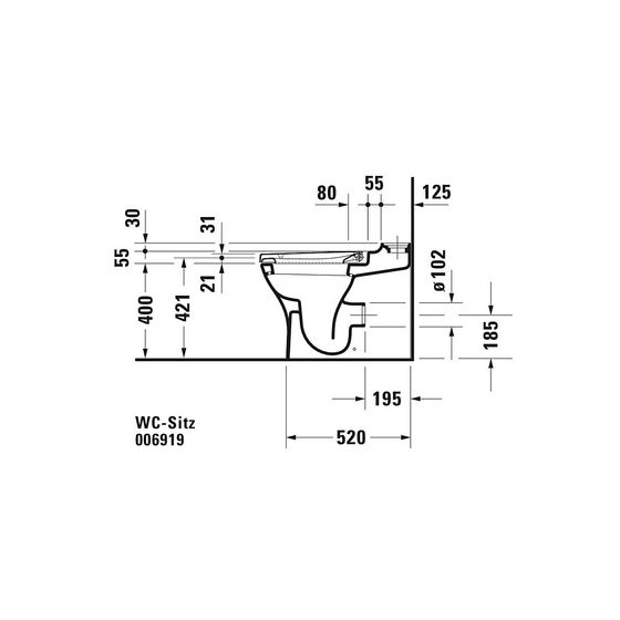 Duravit PuraVida WC-Sitz Rechteckig, Weiß HG 366x52x433mm mit Absenkauto. Sitzgarnitur ab. Edelstahl-Scharniere, überlappend