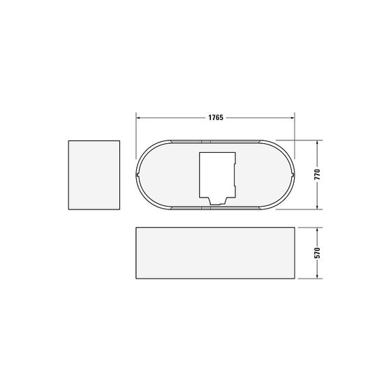 Duravit Starck Badewannenträger 770x1770x570mm, Oval, gerade Seitenwand für 700009