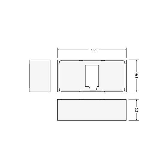 Duravit DuraStyle Badewannenträger 870x1870x570mm, Rechteckig, gerade Seitenwand für 700299