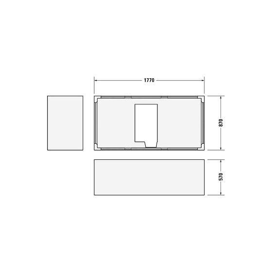 Duravit Starck Badewannenträger 870x1770x600mm, Rechteckig, gerade Seitenwand für 700048