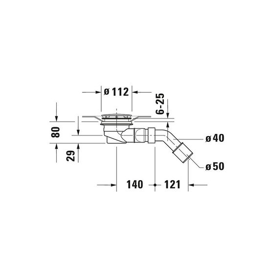 Duravit D-Code Duschwannenablauf aus Kunststoff 160x205x110mm, Chrom glänzend, waagerecht, Sperrwasserhöhe 50mm, 36l/min