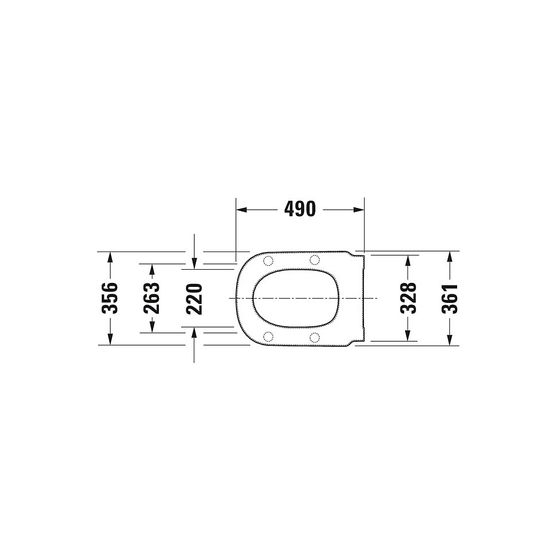 Duravit D-Code WC-Sitzring, Weiß glänzend, verlängert, Edelstahl-Scharniere, 361x42x490mm