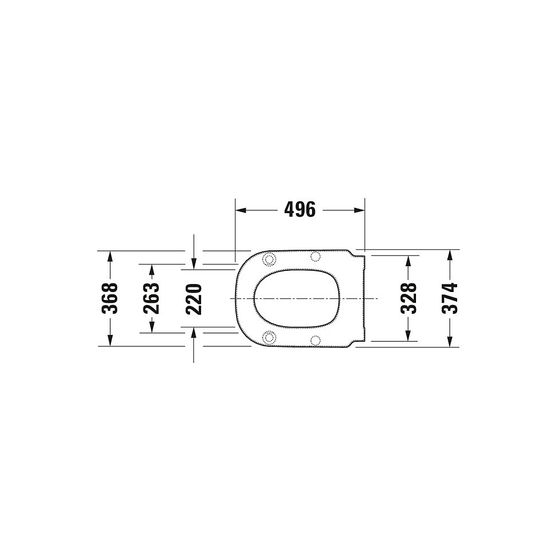 Duravit D-Code WC-Sitzring, Weiß glänzend, 368x42x496mm verlängert, Winkelpuffer, durchg. Scharnierwelle, Edelstahl-Scharniere