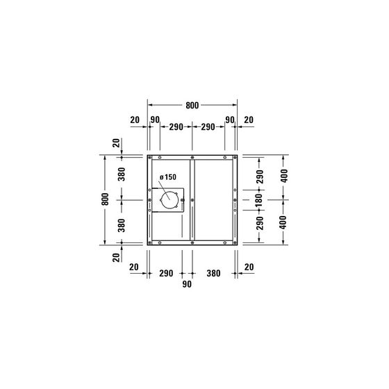 Duravit Fußgestell 800x800x85-100mm für Tempano Duschwannen