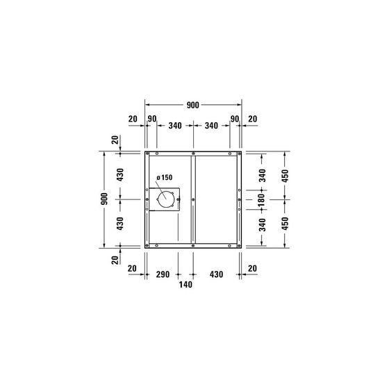 Duravit Fußgestell 900x900x85-100mm für Tempano Duschwannen