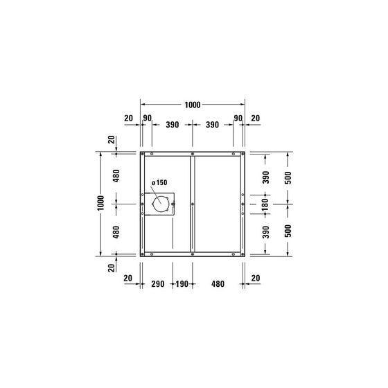 Duravit Fußgestell 1000x1000x85-100mm für Tempano Duschwannen