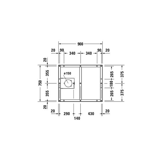 Duravit Fußgestell 750x900x85-100mm für Tempano Duschwannen
