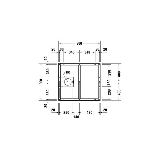 Duravit Fußgestell 800x900x85-100mm für Tempano Duschwannen
