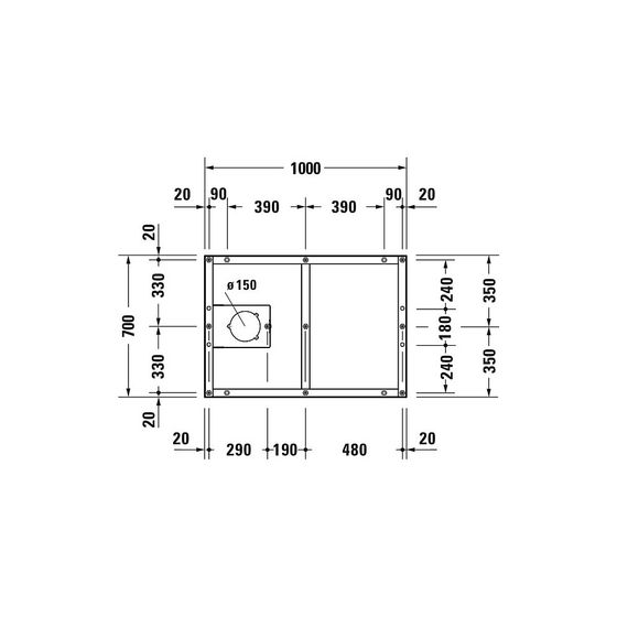 Duravit Fußgestell 700x1000x85-100mm für Tempano Duschwannen