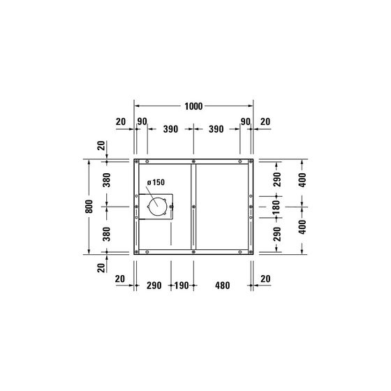 Duravit Fußgestell 800x1000x85-100mm für Tempano Duschwannen