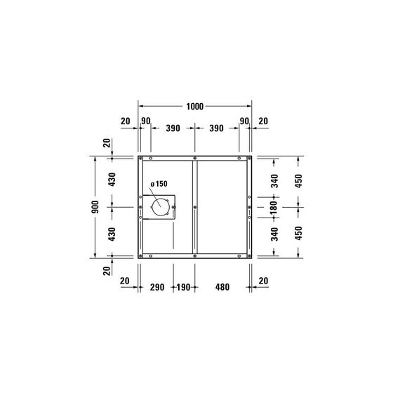Duravit Fußgestell 900x1000x85-100mm für Tempano Duschwannen