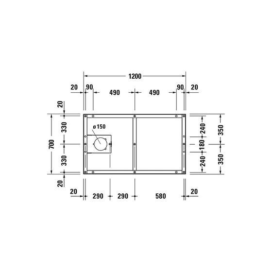 Duravit Fußgestell 700x1200x85-100mm für Tempano Duschwannen