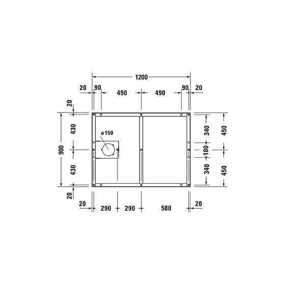 Duravit Fußgestell 900x1200x85-100mm für Tempano Duschwannen