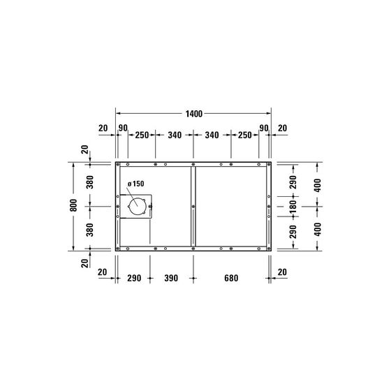 Duravit Fußgestell 800x1400x85-100mm für Tempano Duschwannen
