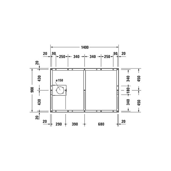 Duravit Fußgestell 900x1400x85-100mm für Tempano Duschwannen