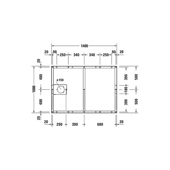 Duravit Fußgestell 1000x1400x85-100mm für Tempano Duschwannen
