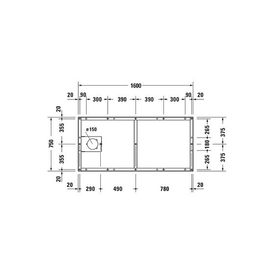 Duravit Fußgestell 800x1600x85-100mm für Tempano Duschwannen