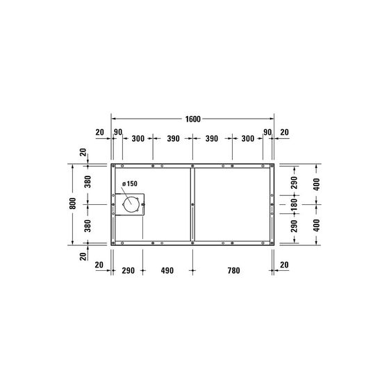 Duravit Fußgestell 750x1600x85-100mm für Tempano Duschwannen
