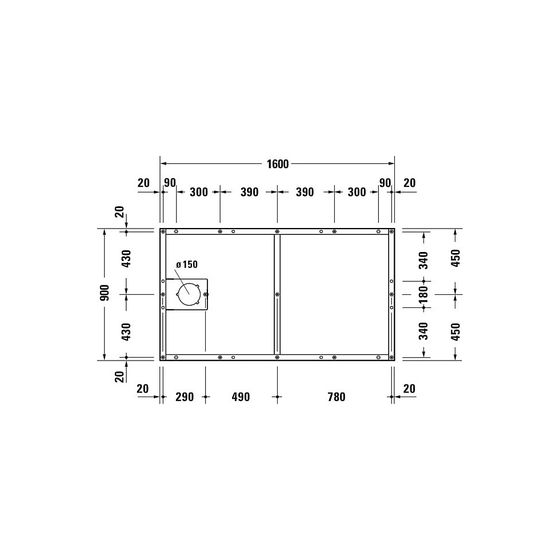 Duravit Fußgestell 900x1600x85-100mm für Tempano Duschwannen