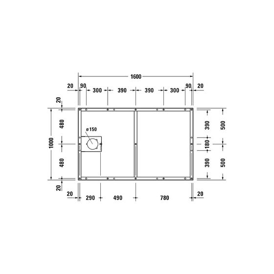 Duravit Fußgestell 1000x1600x85-100mm für Tempano Duschwannen