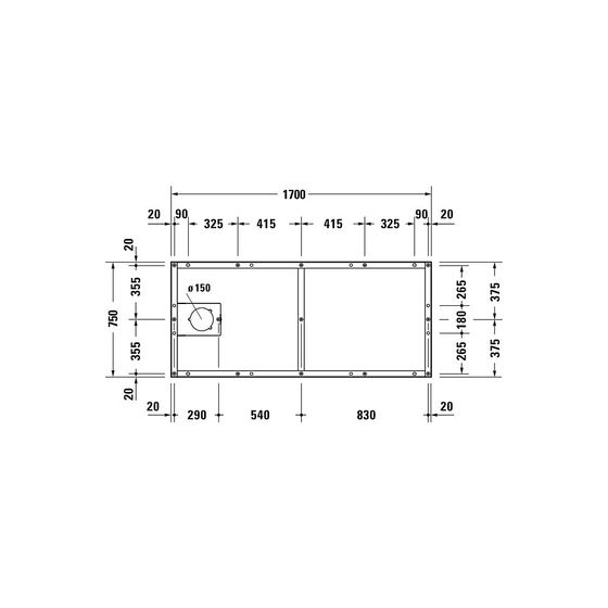 Duravit Fußgestell 750x1700x85-100mm für Tempano Duschwannen