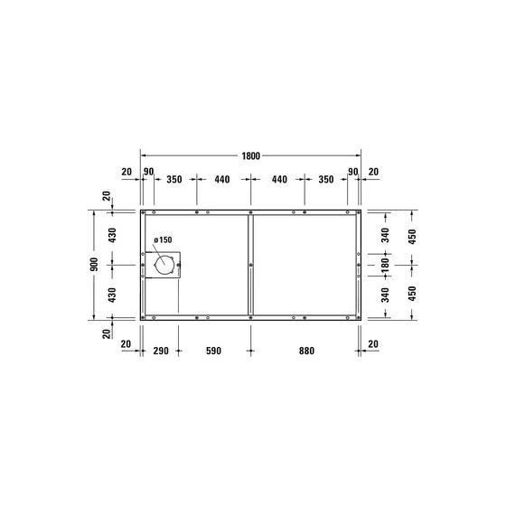 Duravit Fußgestell 900x1800x85-100mm für Tempano Duschwannen