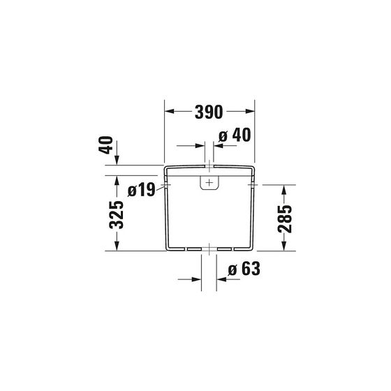 Duravit Starck 3 Spülkasten aus Keramik 180x390x365mm, Weiß, WonderGliss, 6/3l, Dual Flush, Wasseranschluss R/L 3/8
