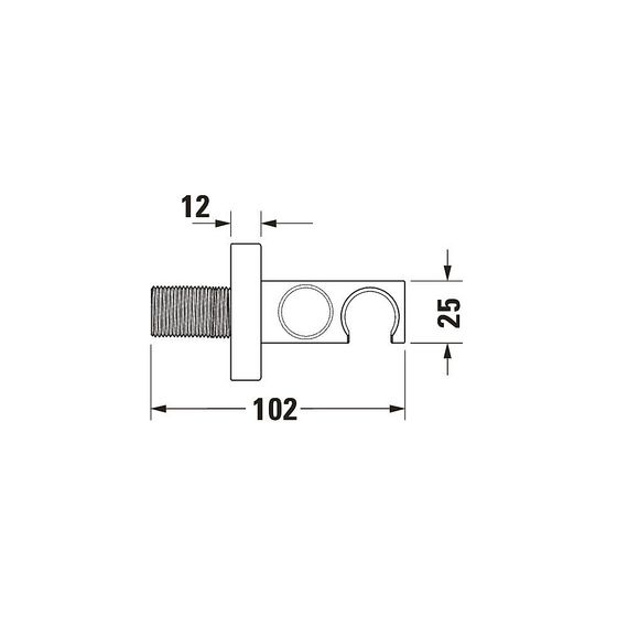 Duravit Wandanschlussbogen 55x102mm, Rund, Edelstahl gebürstet, Rosette rund, Rückflussverhinderer, feste Handbrausehalterung